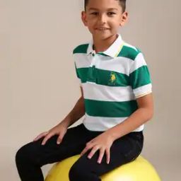 Boys Striped Regular Fit Polo T-Shirt-11