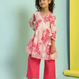 biba Girls Floral Print A-Line Kurta with Salwar & Dupatta Set-picture-13