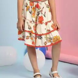 Girls Floral Print A-Line Skirt-picture-14