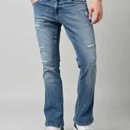 Heavy-Wash Distressed Bootcut Jeans-image-35