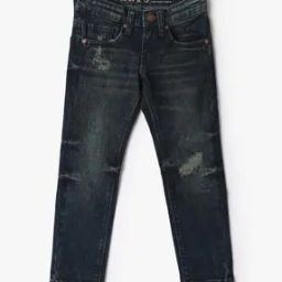 Boys Light-Wash Slim Fit Distressed Jeans-image-13