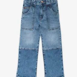 Girls Lightly Washed Straight Fit Denim Jeans-image-60