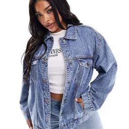 Women Curve 90s Mid-Wash Oversized Denim Jacket-10