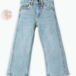 Girls Cut & Sew Wide Leg Denim Jeans-image-20