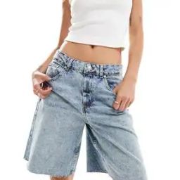asos design Mid-Wash Denim Bermuda Shorts-picture-29