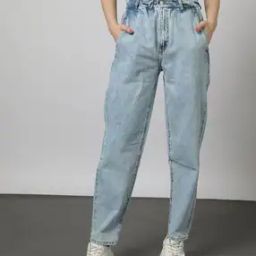 Women Paper Bag Waist Slouch Denim-36