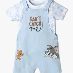 Boys Tom & Jerry Print Dungaree Set-picture-8