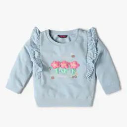 3D Floral Applique Crew-Neck Sweatshirt-image-72