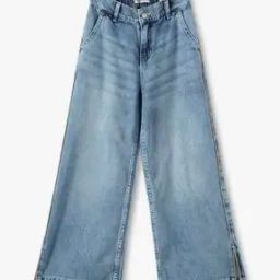 Girls Mid-Wash Wide-Leg Jeans-image-92