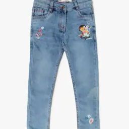 Girls Dora Print Mid-Wash Slim Fit Jeans-image-94
