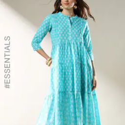 Women Floral Print Cotton Tiered Dress-image-88