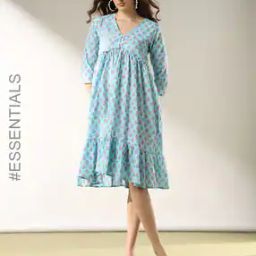 Women Floral Print Cotton Tiered Dress-image-111
