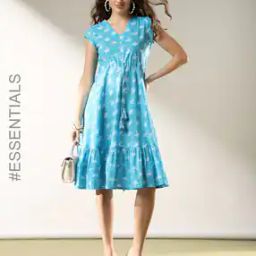 Women Floral Print Cotton Tiered Dress-image-115