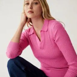 marks & spencer Women Ribbed Collar-Neck Pullover-picture-41