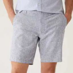 Linen Rich Half-Elasticated Waist Shorts-image-5