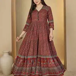 kimayra Cotton Ankle Length Printed Anarkali Kurta-picture-48