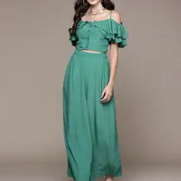Strappy Sleeves Crop Top with Sharara-image-39