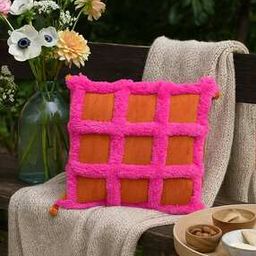 Burnt Orange with Hot Pink Tufting Cushion Cover-image-114