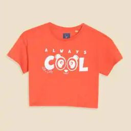 Girls Typographic Print Regular Fit T-Shirt-image-6