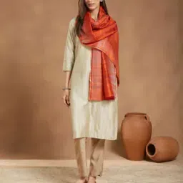 fabindia Women Silk Hand Woven Stole-picture-41