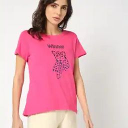 Women Graphic Print Regular Fit Crew-Neck T-Shirt-image-30
