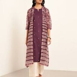 rangmanch by pantaloons Women Geometric Print Straight Kurta with Jacket-picture-7
