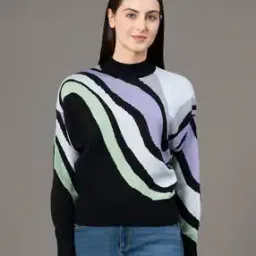 red tape Women Colourblock Pullover with Full Sleeves & Ribbed Hem-picture-31