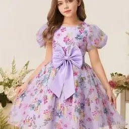 styleconnect Girls Floral Print A-Line Dress with Bow Accent -picture-23