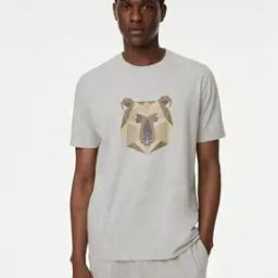 Men Bear Print Regular Fit Cotton Crew-Neck T-Shirt-image-63