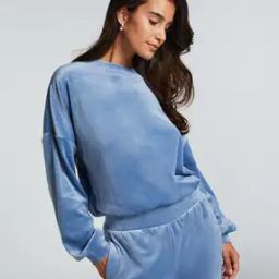 Velour Top with Drop-Shoulder Sleeves-image-1