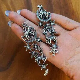 truebrowns Women Oxidised Reindeer Drop Earrings-picture-29