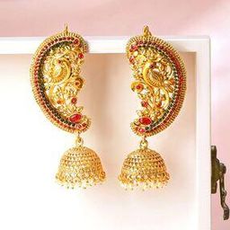 rubans Women Gold-Plated Stone-Studded Jhumka Earrings-picture-20
