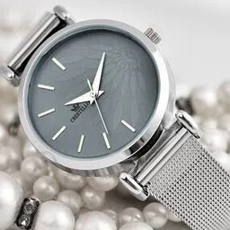 crestello Women Analogue Wrist Watch with Mesh Straps-CR-CK358-GREY-CH-picture-0