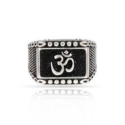Women Sterling Silver Antique Aum Ring-image-47