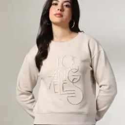 Women Typographic Embossed Regular Fit Sweatshirt-image-7