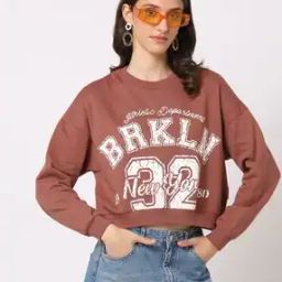 Typographic Print Cropped Sweatshirt-image-95
