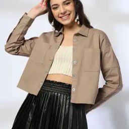 Women Regular Fit Jacket with Patch Pockets-picture-2