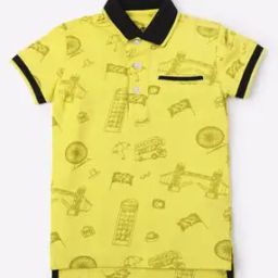 Novelty Print Polo T-shirt with Welt Pocket-image-44