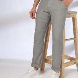 Men Herringbone Tapered Fit Flat-Front Chinos-image-27