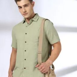 Men Crinkled Smart Fit Shirt with Patch Pocket-image-50