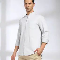Men Smart Fit Cotton Shirt with Band Collar-image-21
