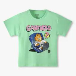 Girls Garfield Print Regular Fit Round-Neck T-Shirt-image-16