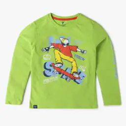 Boys Graphic Print Regular Fit Round-Neck T-Shirt-image-2