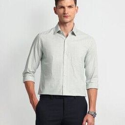 Men Checked Slim Fi Cotton Shirt with Patch Pocket-image-33