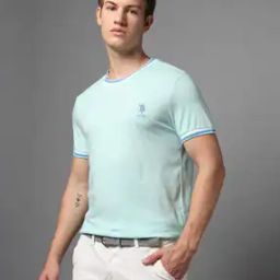 Men Slim Fit Round-Neck T-Shirt with Contrast Tipping-image-81