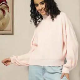 Women Ribbed Turtleneck Pullover-image-63