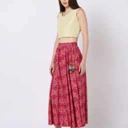 Printed Relaxed Fit Flared Skirt-image-69