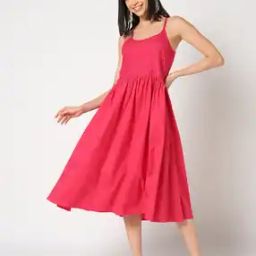 Chikankari Embroidered Fit & Flare Dress with Button Details-image-13