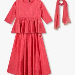 Girls Embellished Peplum Skirt & Top with Dupatta-image-52