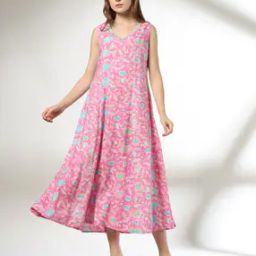 Women Floral Print A-Line Dress-image-80